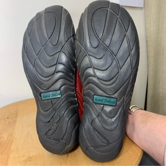 Josef Seibel Red Leather Ankle Booties Sz 39/8 Lace up Moccasins Chukka Boots - Picture 10 of 16